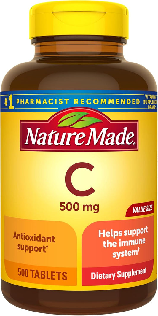 500 Count Nature Made Vitamin C 500 mg Caplets - Immune Support Supplement