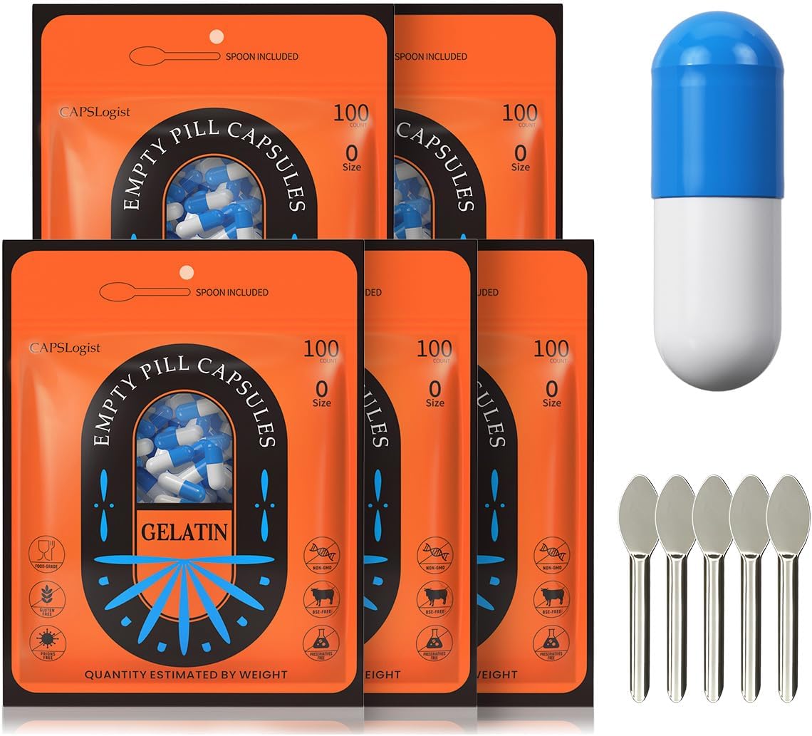 500 Count Size 0 Colored Empty Gelatin Capsules for DIY Capsule Filling - Empty Pill Capsules