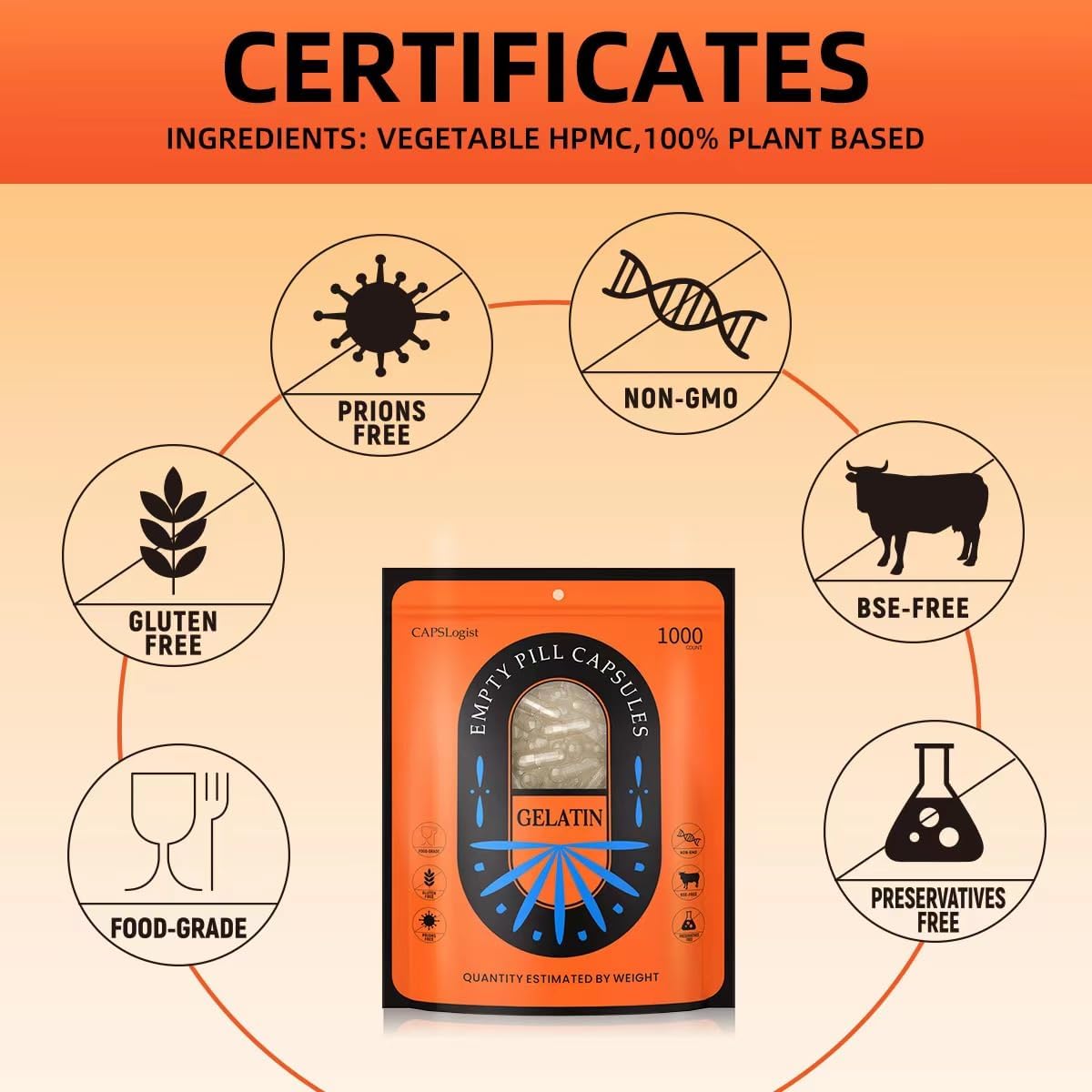 500 Count Size 0 Colored Empty Gelatin Capsules for DIY Capsule Filling - Empty Pill Capsules