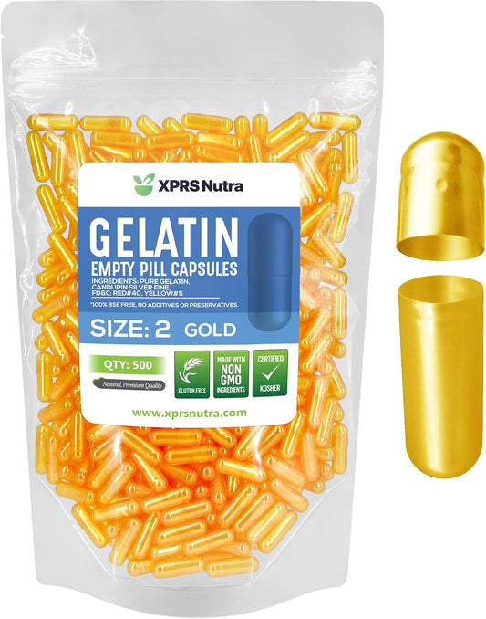 500 Count XPRS Nutra Size 2 Empty Gelatin Capsules for DIY Capsule Filling