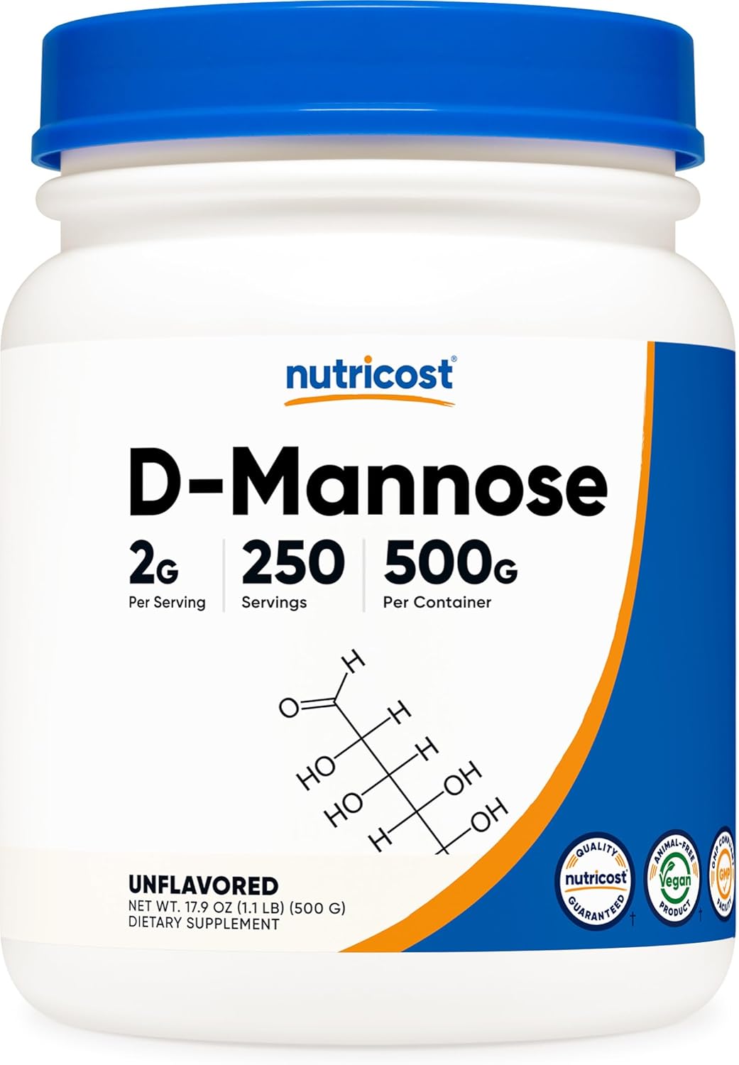 500 Grams Nutricost D-Mannose Powder - 250 Servings, Vegan, Non-GMO, Gluten Free