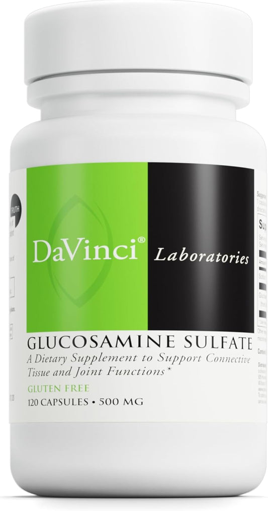 500 mg DAVINCI Labs Glucosamine Sulfate Capsules for Joint Support - Gluten-Free Dietary Supplement - 120 Count