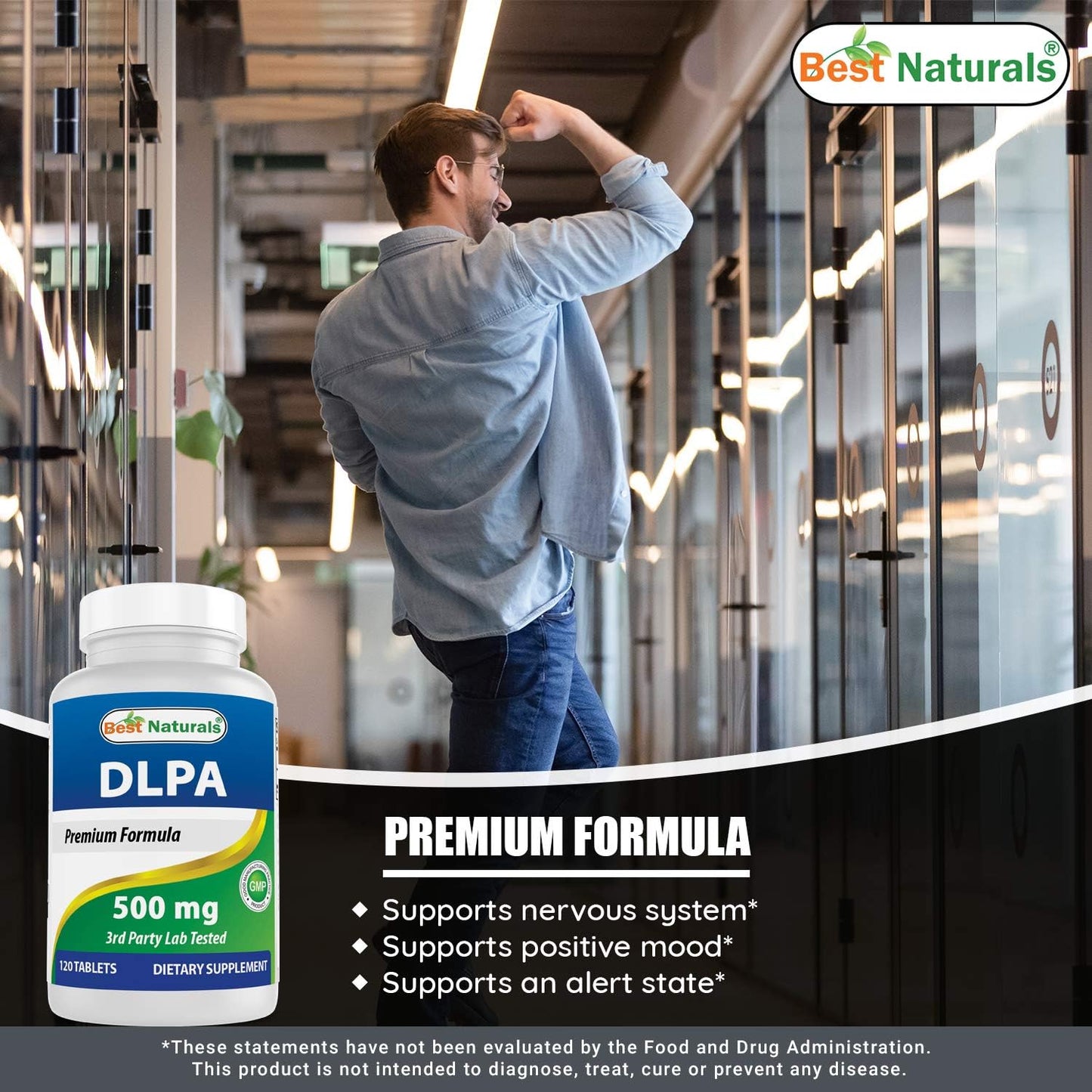 500 mg DLPA Tablets - Best Natural Supplement for Pain Relief - 120 Count