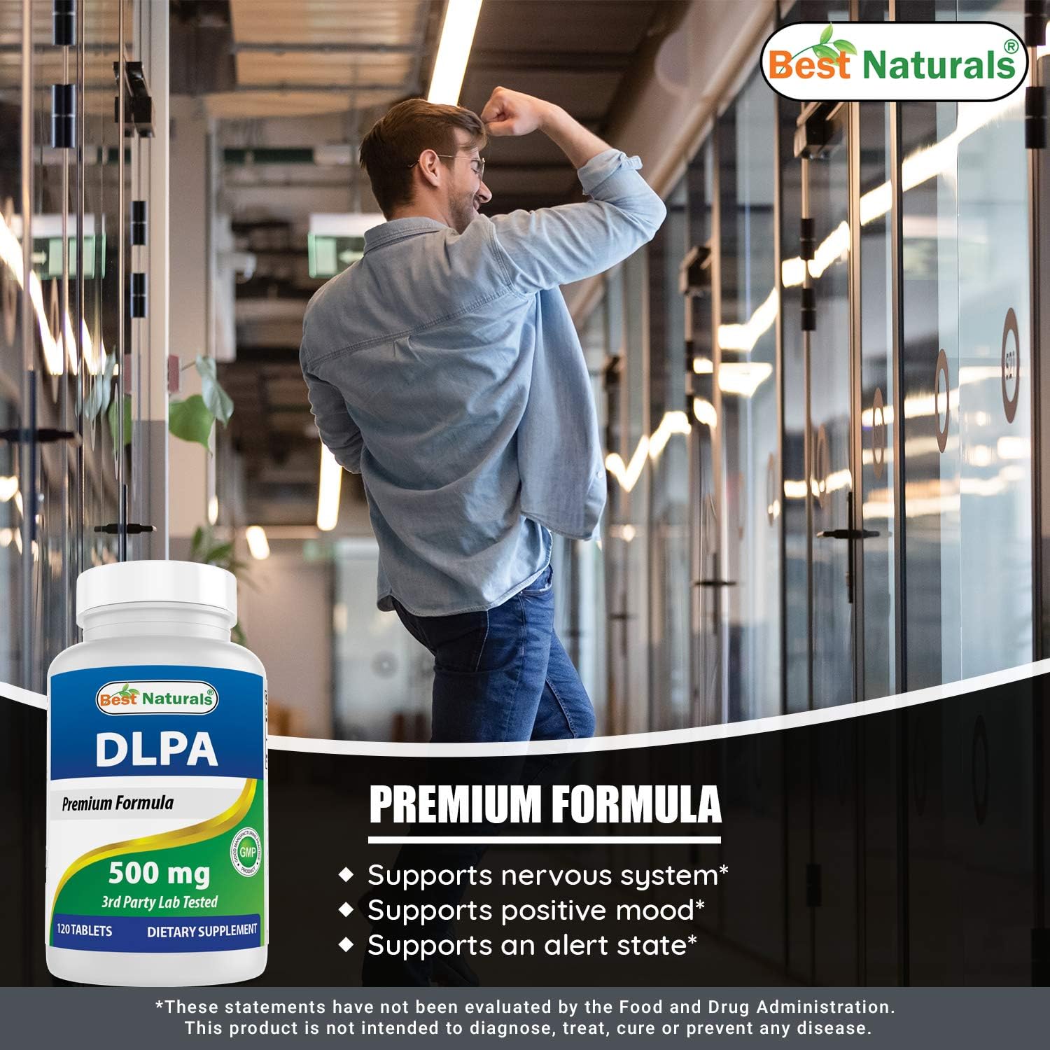 500 mg DLPA Tablets - Best Natural Supplement for Pain Relief - 120 Count