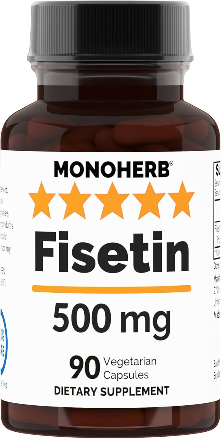 500 mg Fisetin Monoherb Supplement - 90 Vegetarian Capsules for Healthy Living