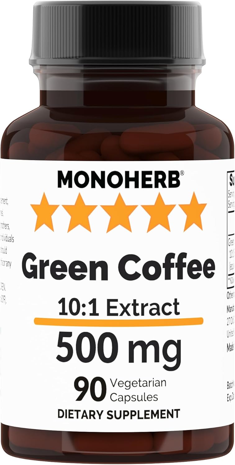500 mg Green Coffee Extract Capsules - 90 Vegetarian Capsules by MONOHERB