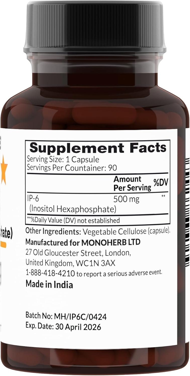 500 mg IP-6 Inositol Hexaphosphate Capsules - 90 Count Veg Capsules by MONOHERB