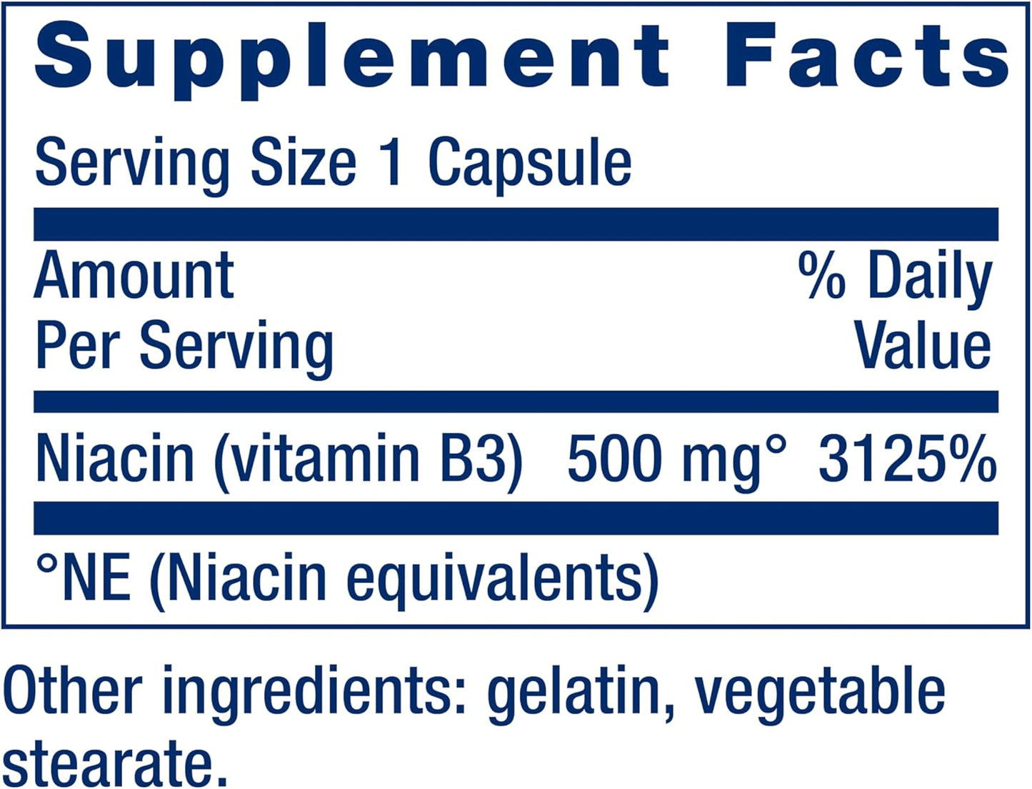 500 mg Life Extension Vitamin B3 Niacin Capsules for Heart Health and Energy Production, Gluten-Free, Non-GMO