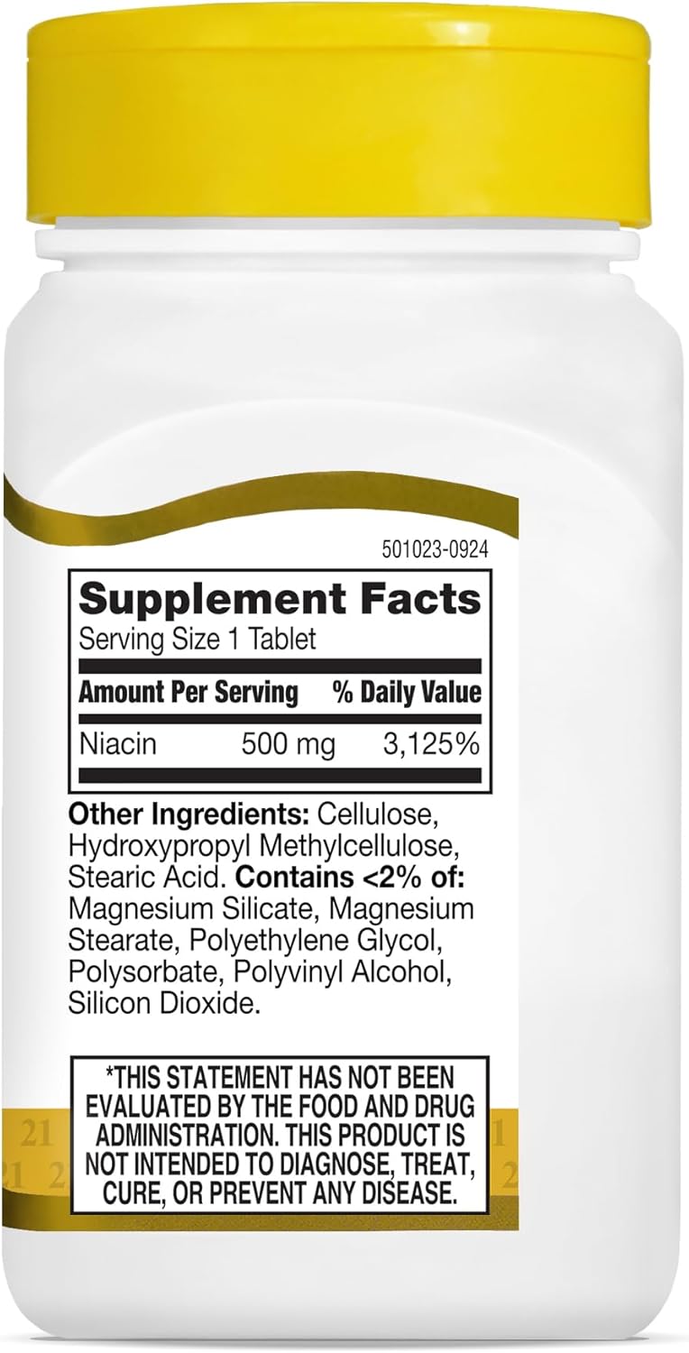 500 mg Niacin Prolonged Release Tablets - 100 Count for 21st Century (27474)