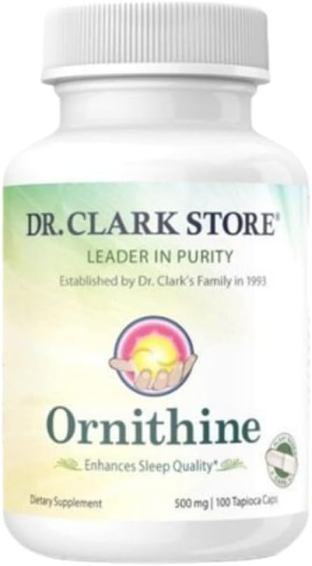 500 mg Ornithine Vegetarian Supplement - 100 Tapioca Capsules by Dr. Clark Store