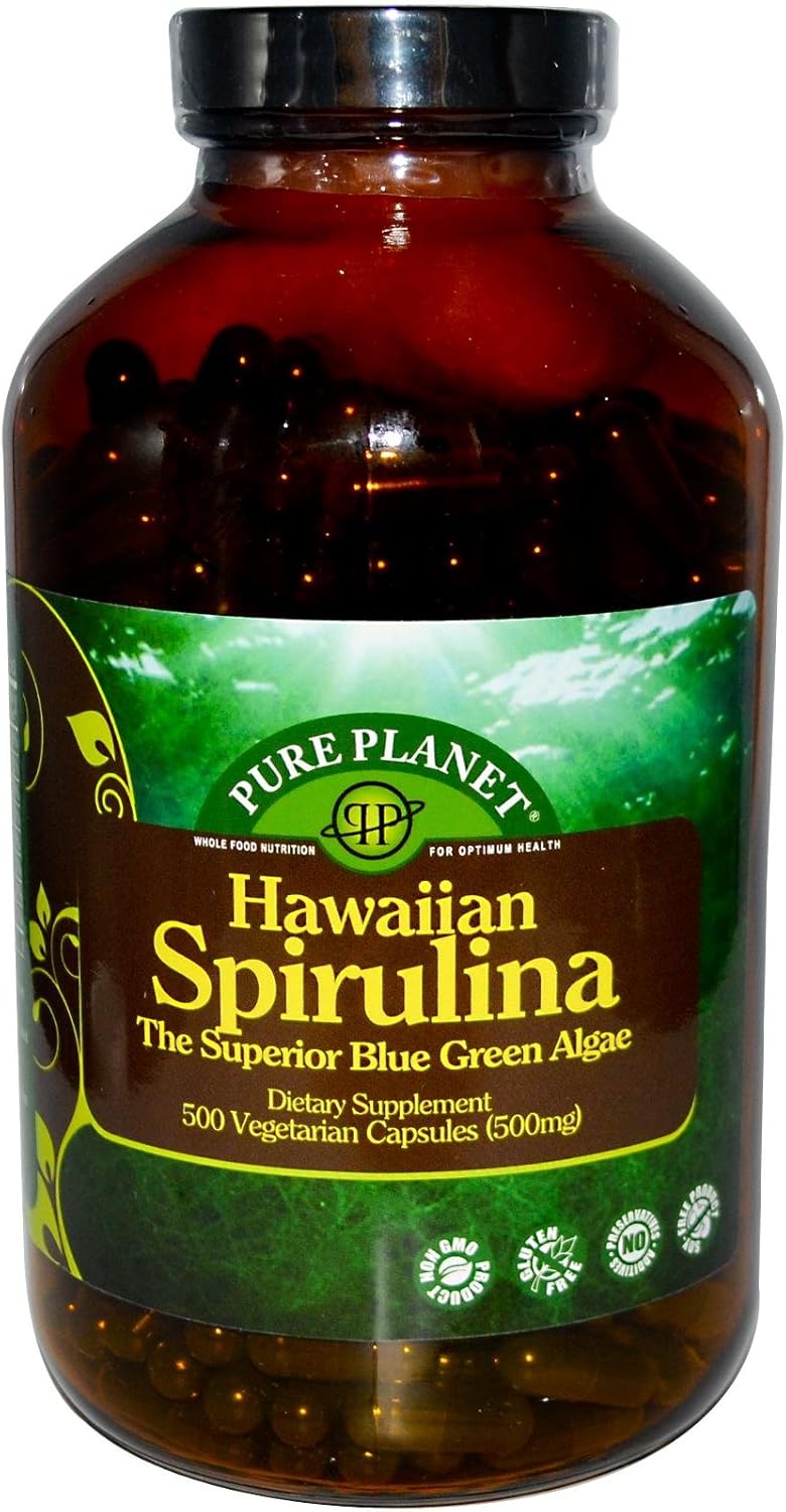 500 mg Pure Planet Spirulina Vegetarian Capsules - Pack of 500