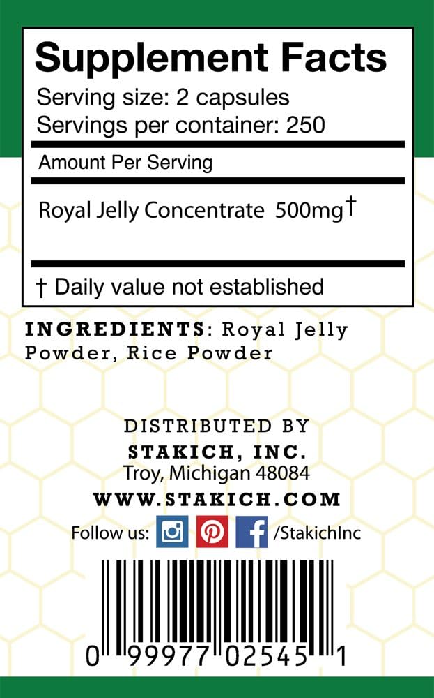 500 mg Royal Jelly Capsules - 500 Count by Stakich