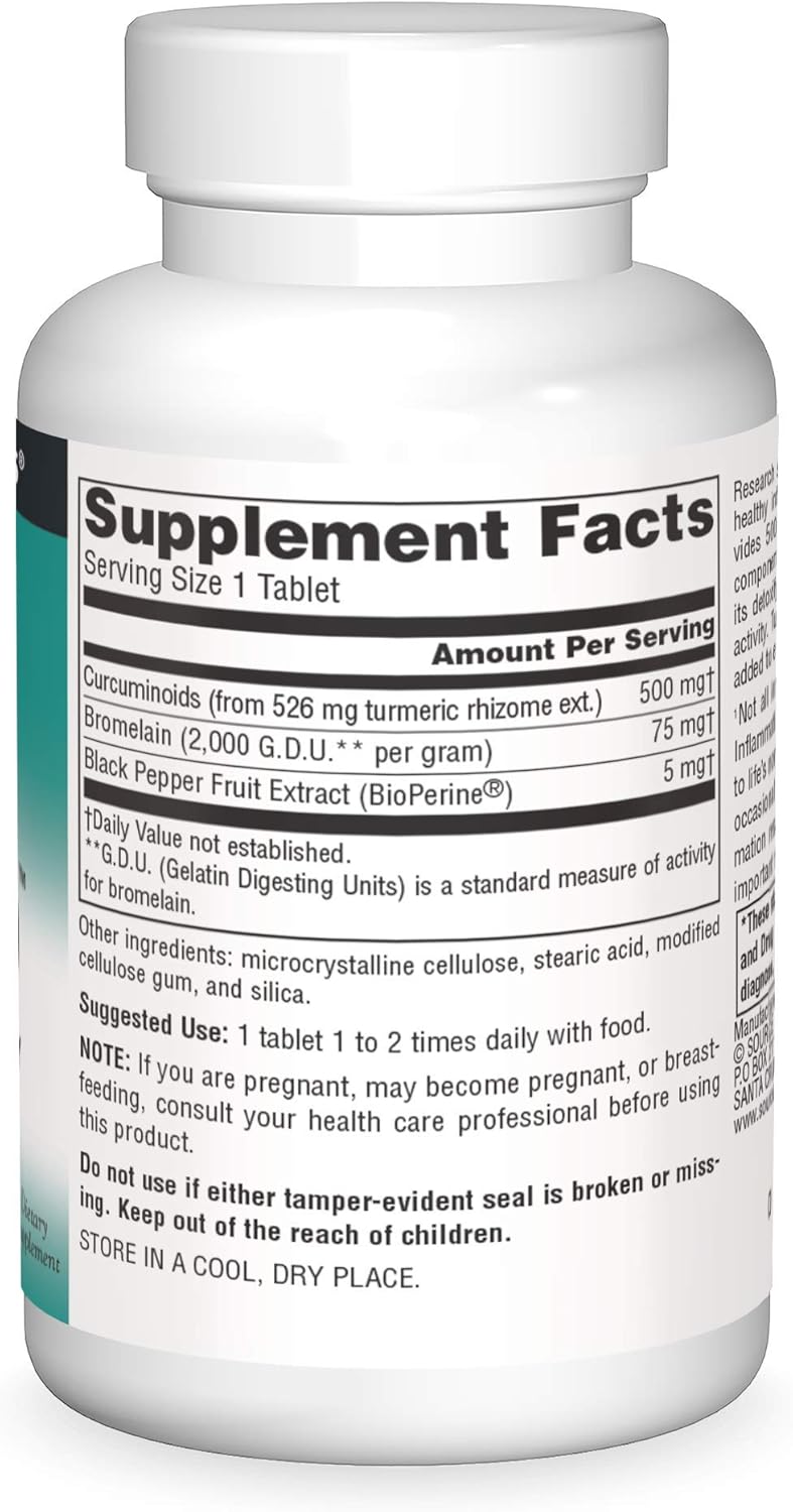 500 mg Turmeric Tablets for Healthy Inflammation Response - 60 Tablets by Source Naturals