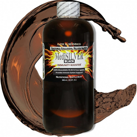 500 mL Nutraneering MediSILVER Black Immunity Booster Colloidal Silver AgNP Nutrient - Clear Plastic Bottle