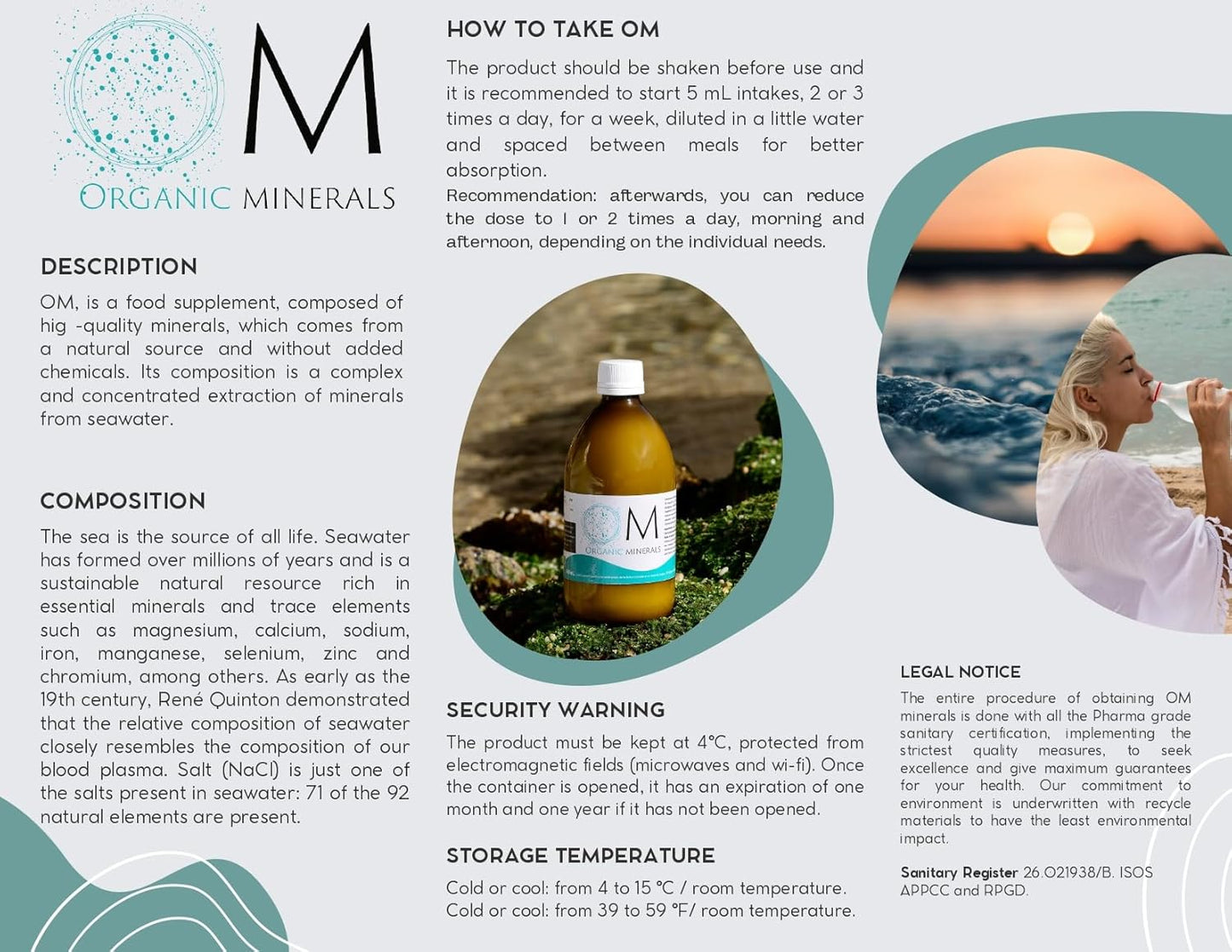 500 mL OM Organic Minerals Ormus Premium Concentrate from Seawater - Marine Ormus with Trace Elements - Monatomic Minerals - 1 Unit