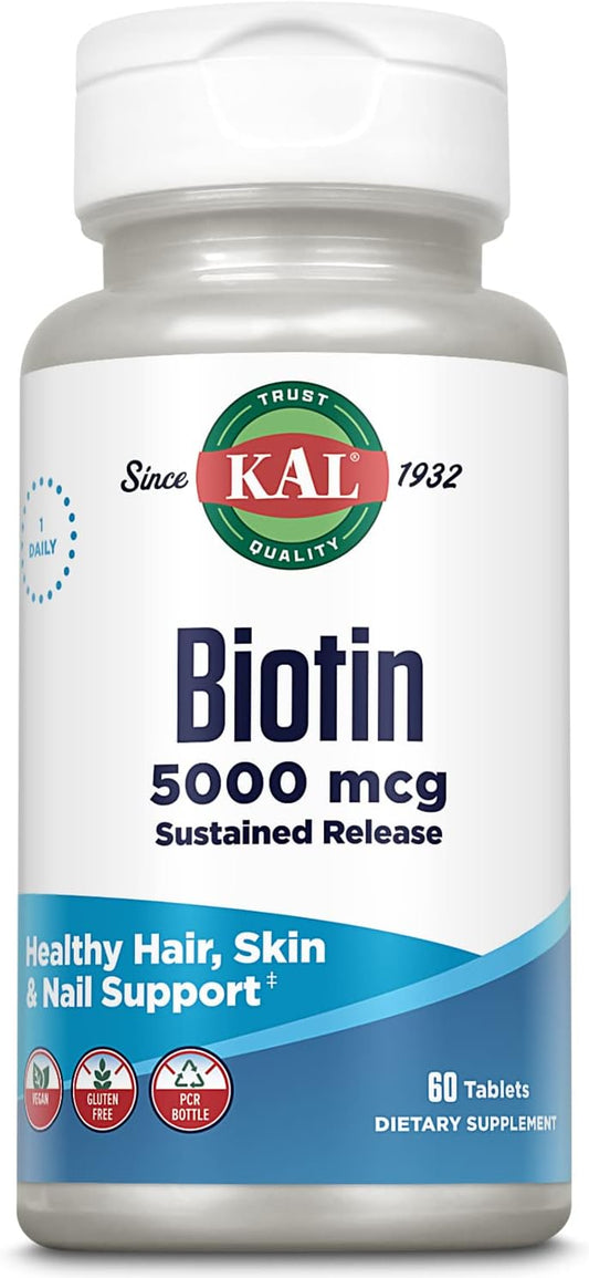 5000 mcg Biotin Tablets - KAL TR 60 Count