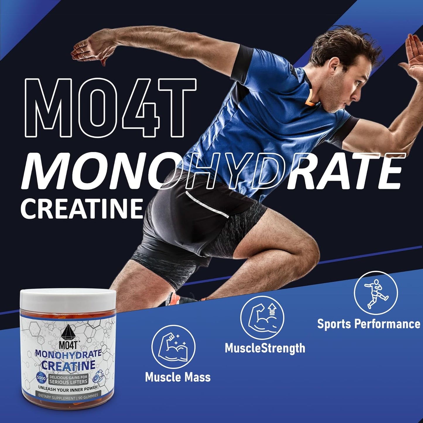 5000 mg Sugar-Free Creatine Monohydrate Gummies for Men & Women - Orange Flavor - Gomitas de Creatina sin azucar