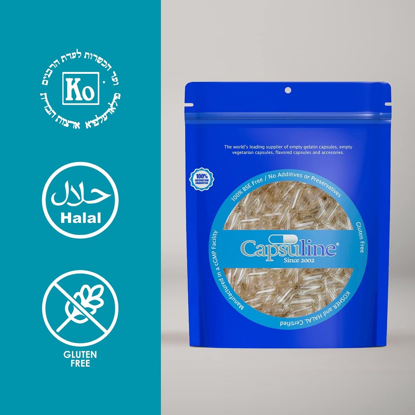 50000 Count Size 4 Clear Empty Gelatin Capsules - Gluten Free, Kosher, Non-GMO Certified Bovine Pill Caps for DIY Supplement Filling by Capsuline