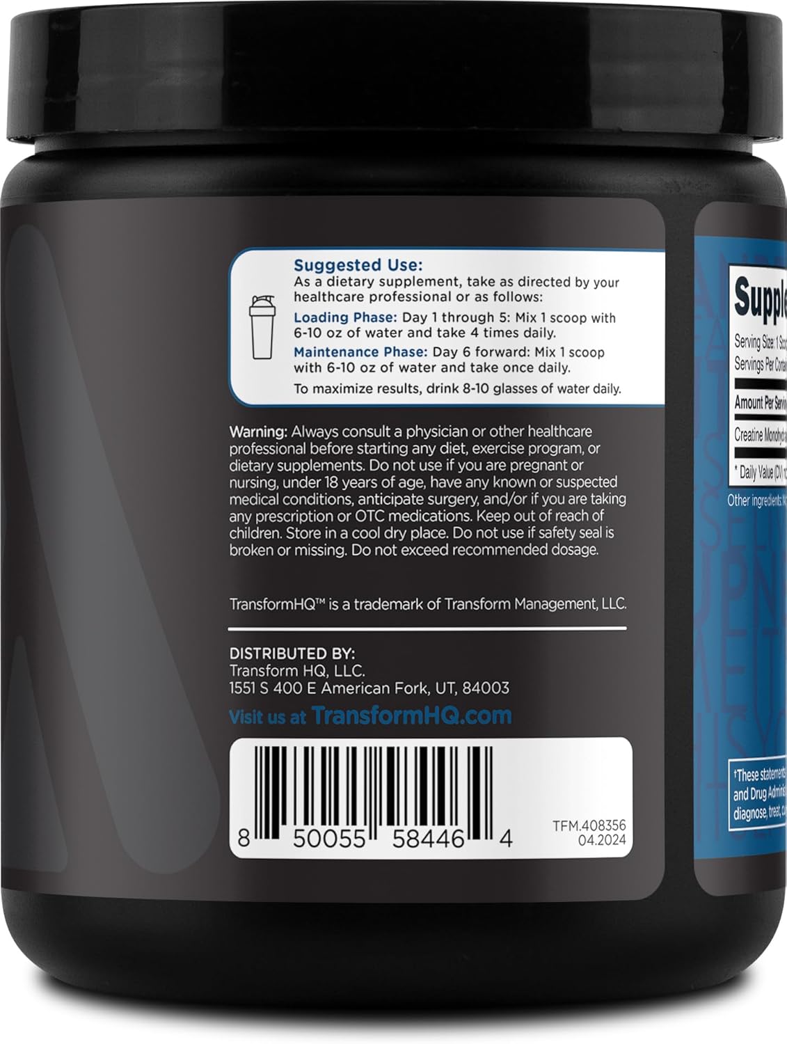 5000mg Creatine Monohydrate Powder - 60 Servings, Unflavored by TransformHQ