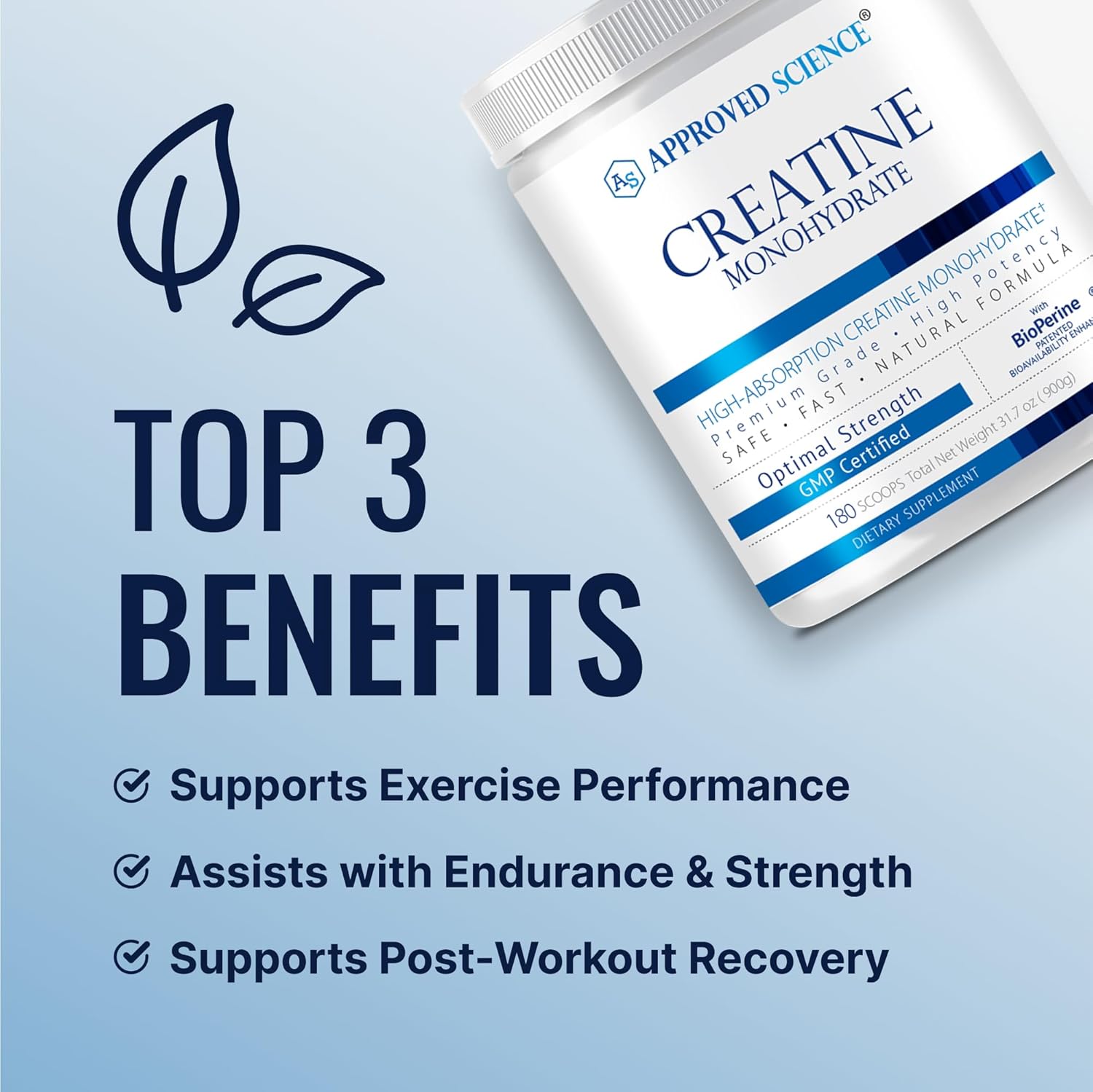 5000mg Creatine Monohydrate Powder with BioPerine - 360 Servings for Lean Muscle Growth and Recovery - Unflavored, Non-GMO, Vegan Formula