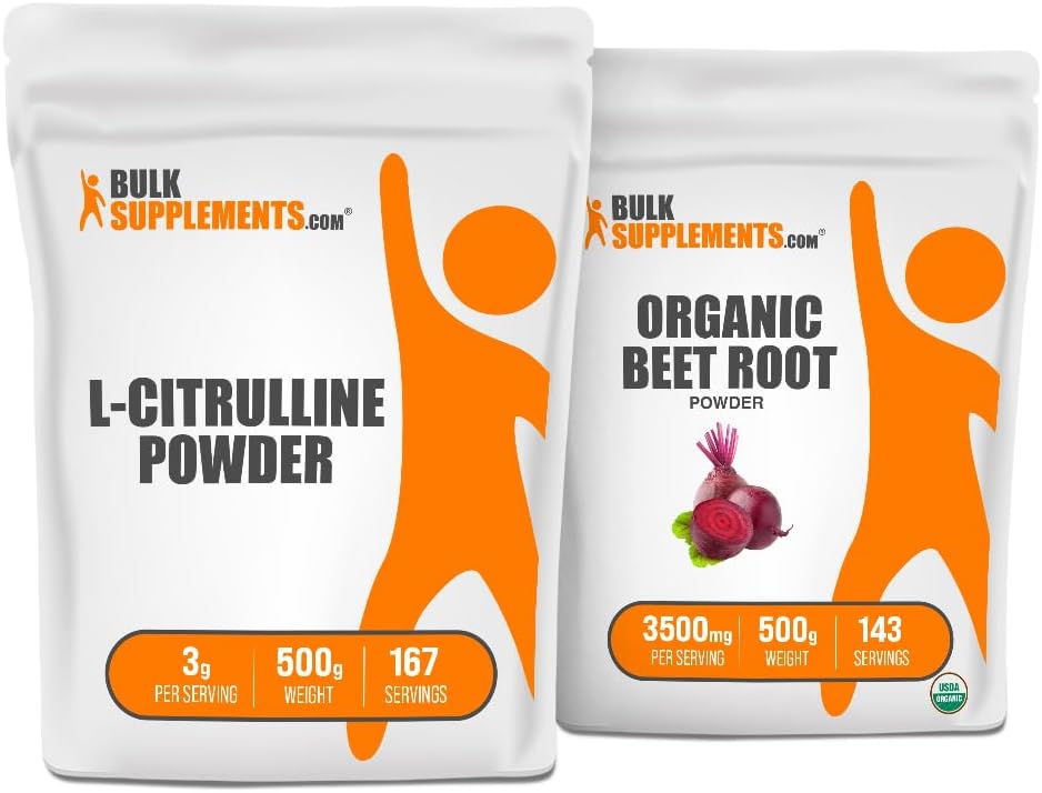 500g BulkSupplements L-Citrulline and Organic Beet Root Powder Combo Pack for Enhanced Performance
