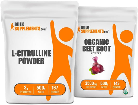 500g BulkSupplements L-Citrulline and Organic Beet Root Powder Combo Pack for Enhanced Performance