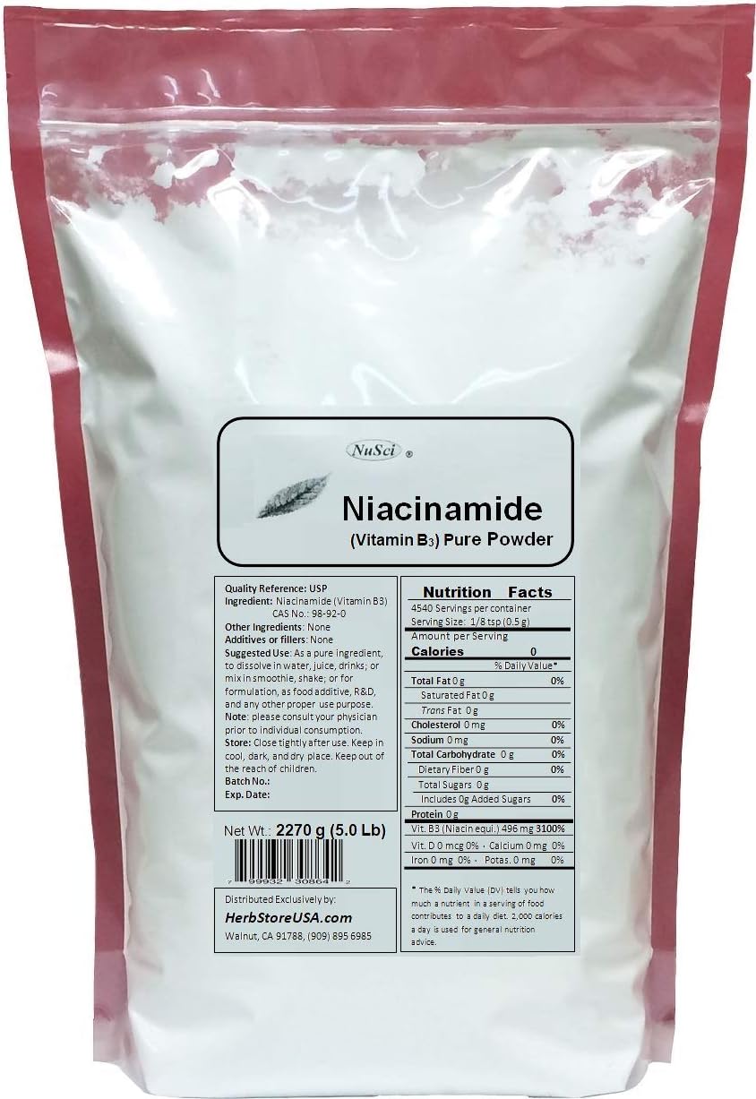 500g NuSci Niacinamide Vitamin B3 Powder for Energy Boost - Pure and Potent Formula