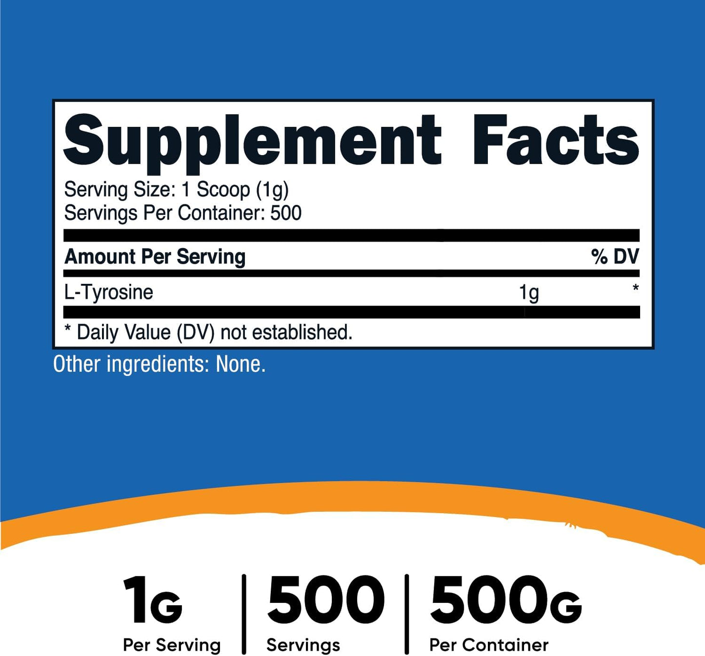 500g Nutricost L-Tyrosine Powder - 1000mg Pure L-Tyrosine Powder Per Serving