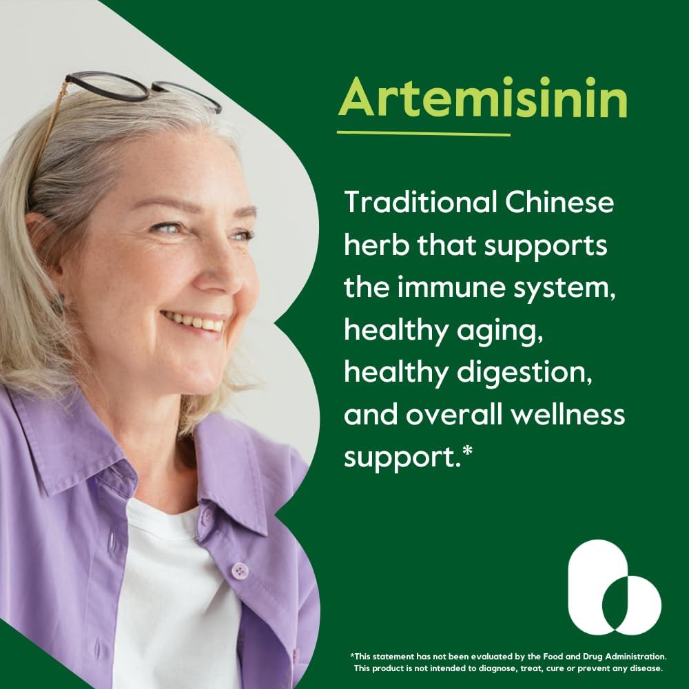 500mg Artemisinin Capsules - 60 Vegetarian Capsules, Vegan, Gluten-Free, Non-GMO, No Fillers, No Stearates, No Flow Agents