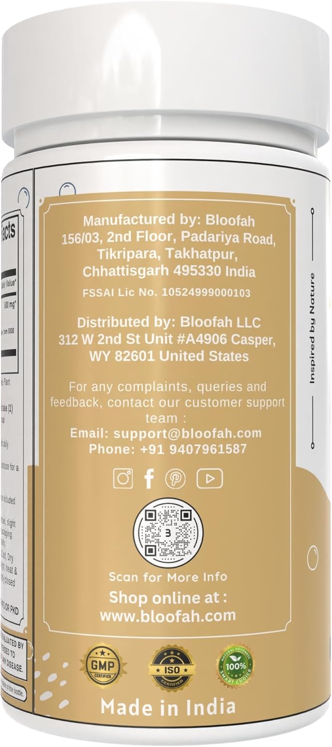 500mg Bloofah Garlic Capsules | 10:1 Concentrated Extract | Natural Garlic Supplement | Non-GMO, Gluten-Free | Easy-to-Swallow | 180 Count Pack