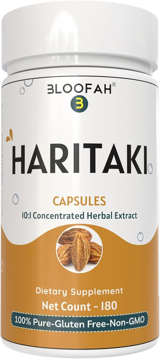 500mg Bloofah Haritaki Fruit Capsules | 10:1 Extract Natural Haritaki Powder | Non-GMO, Gluten-Free | Herbal Supplement (180 Count)