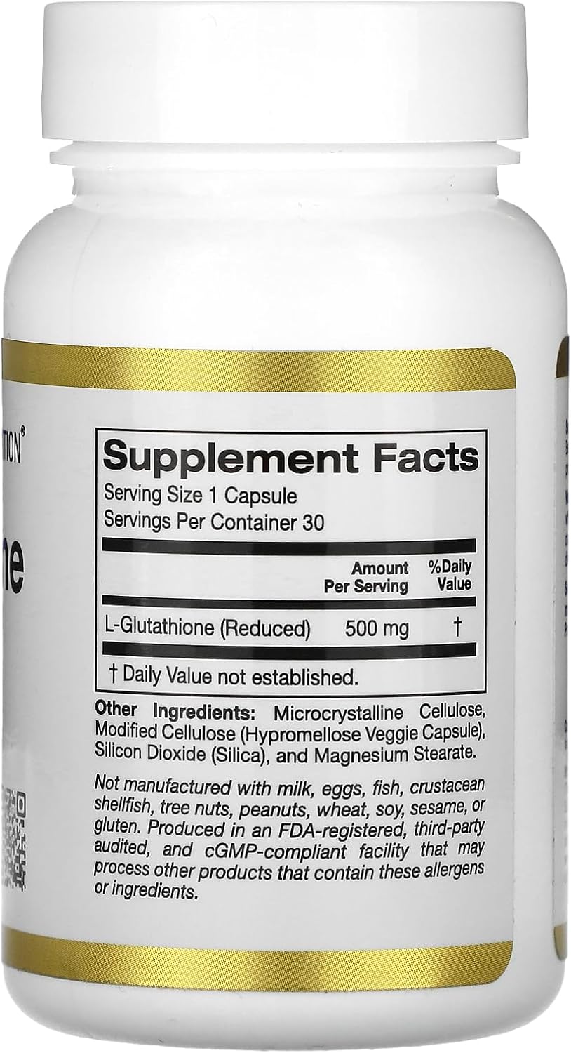 500mg California Gold Nutrition L-Glutathione (Reduced) in 30 Veggie Capsules