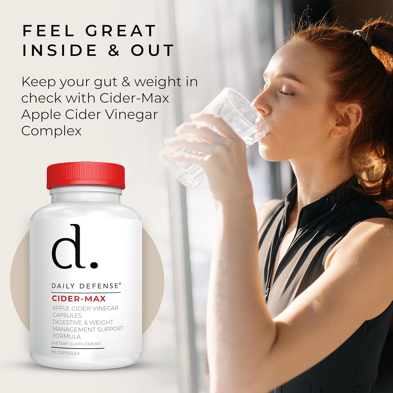 500mg Daily Defense Apple Cider Vinegar Capsules with Vitamin B6, Iodine & Spirulina - Supports Gut Health, Weight Management, Digestion & Energy