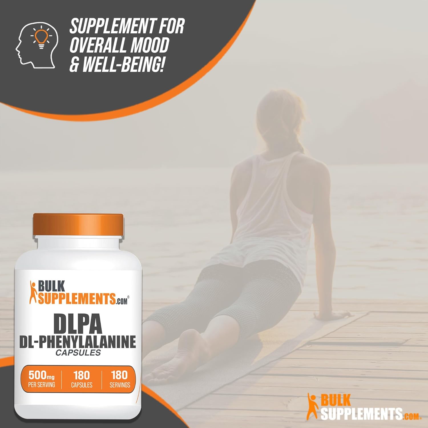 500mg DL-Phenylalanine Capsules - DLPA Supplements for Amino Acid Support - Gluten-Free, 180 Capsules