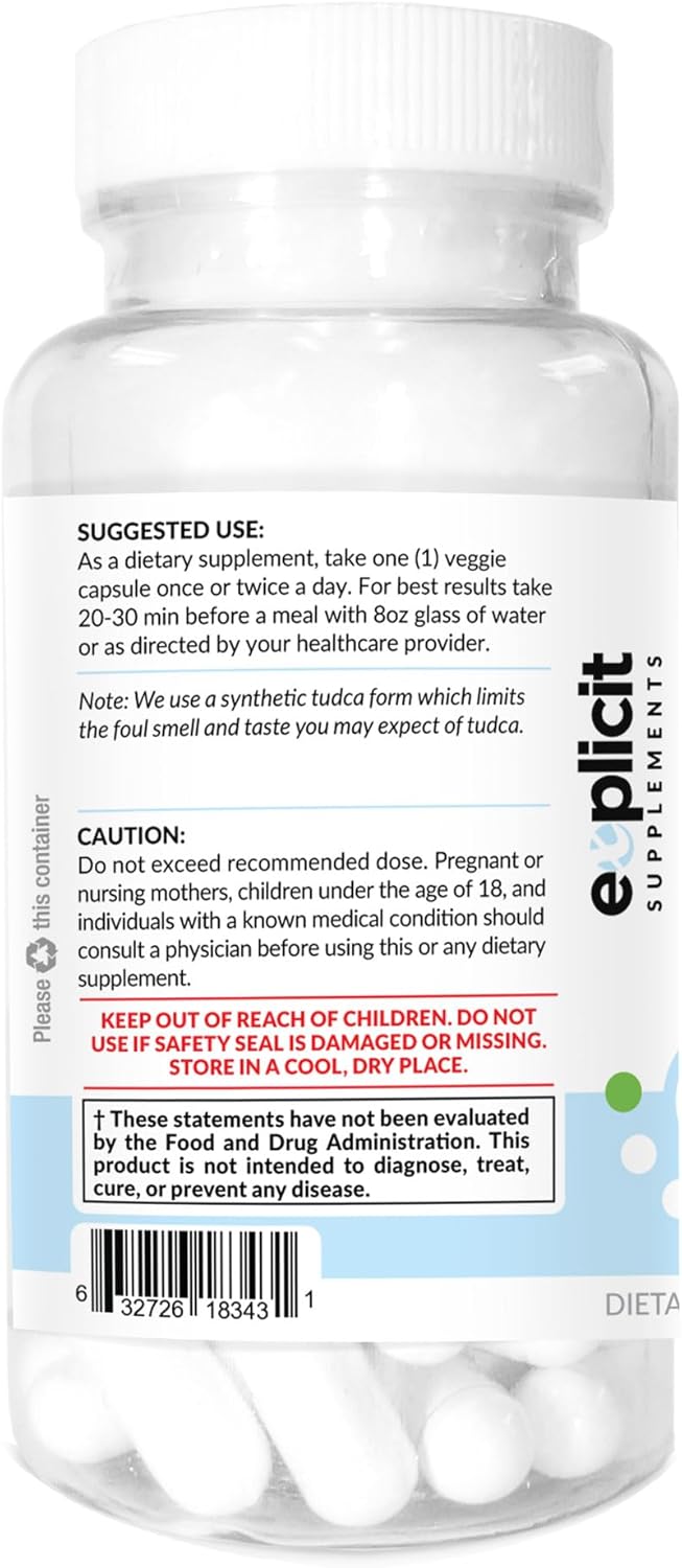 500mg eXplicit Supplements TUDCA Liver Support Capsules - Pure Liver Health Boost - 60 Count Bottle