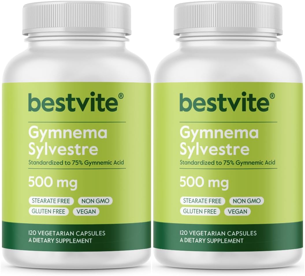 500mg Gymnema Sylvestre Capsules (240 ct) - 75% Gymnemic Acid - Vegan, Non-GMO, Gluten Free - No Stearates, Fillers, Flow Agents