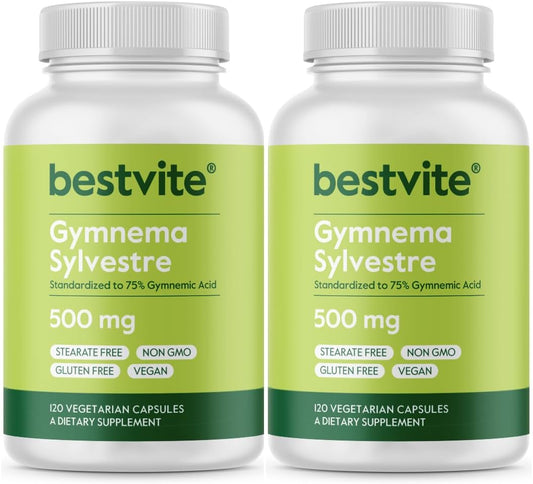 500mg Gymnema Sylvestre Capsules (240 ct) - 75% Gymnemic Acid - Vegan, Non-GMO, Gluten Free - No Stearates, Fillers, Flow Agents