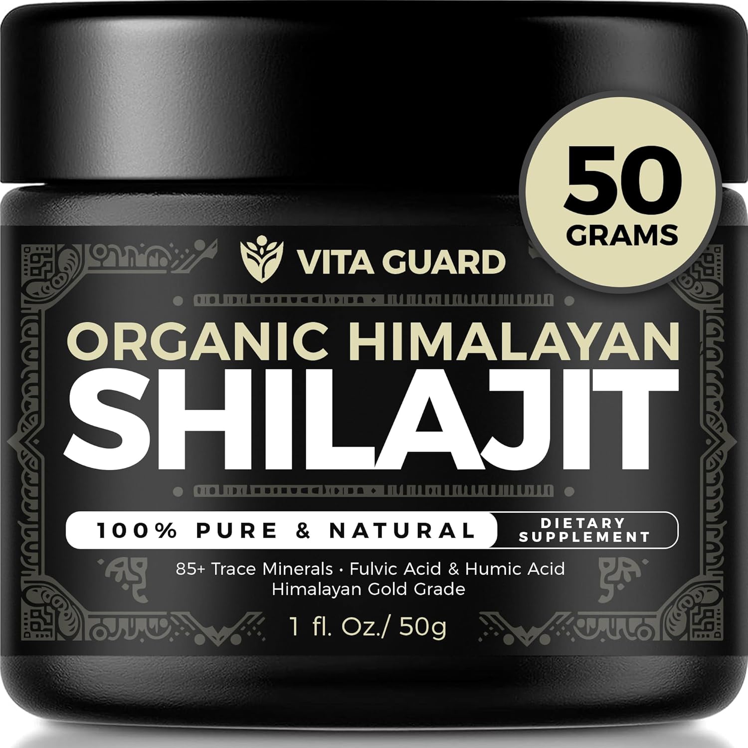 500mg High-Strength Organic Shilajit Resin with Over 85 Trace Minerals & Fulvic Acid - Boost Energy and Immune System Support - 50g