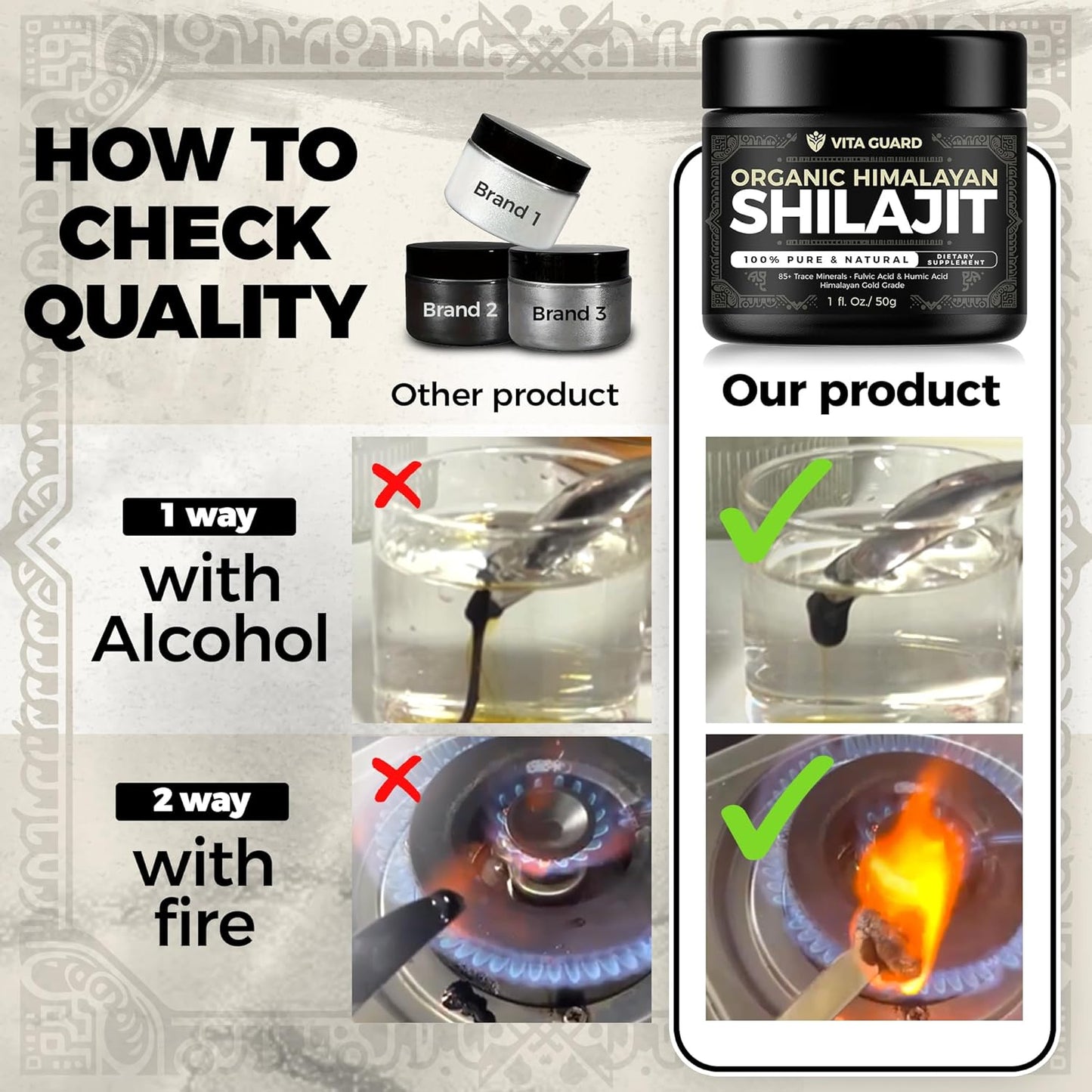 500mg High-Strength Organic Shilajit Resin with Over 85 Trace Minerals & Fulvic Acid - Boost Energy and Immune System Support - 50g