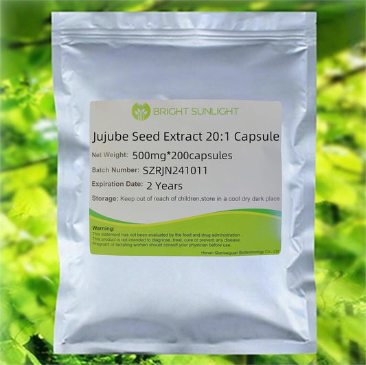 500mg Jujube Seed Extract Capsules - 20:1 Concentration, 200 Count - Sunlight Infused