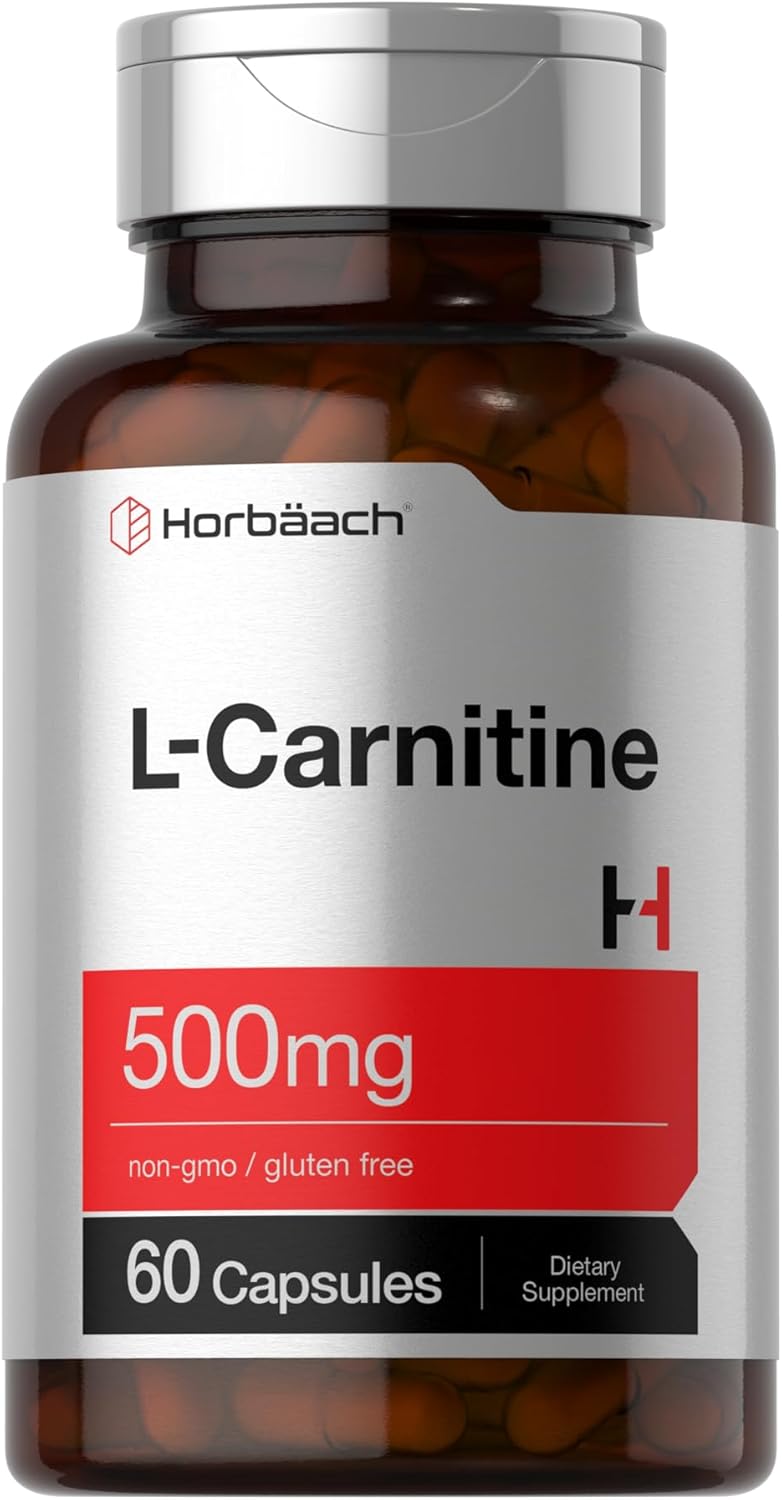 500mg L-Carnitine L-Tartrate Supplement | 60 Capsules | Horbäach Brand | Non-GMO & Gluten Free