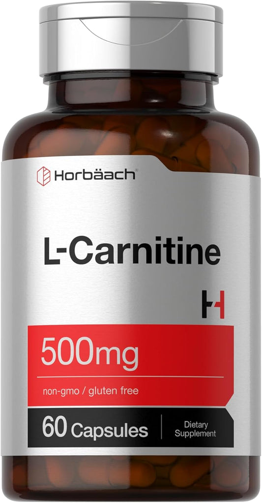 500mg L-Carnitine L-Tartrate Supplement | 60 Capsules | Horbäach Brand | Non-GMO & Gluten Free