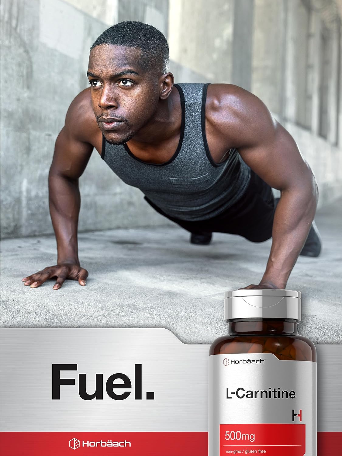 500mg L-Carnitine L-Tartrate Supplement | 60 Capsules | Horbäach Brand | Non-GMO & Gluten Free