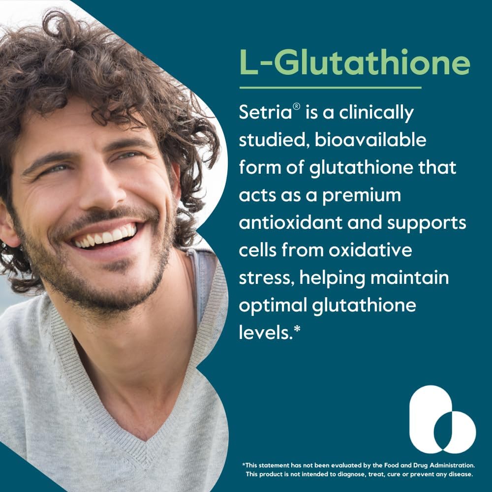500mg L-Glutathione with Setria - 60 Veggie Capsules - Vegan, Gluten Free, Non-GMO - No Stearates - High Quality Supplement