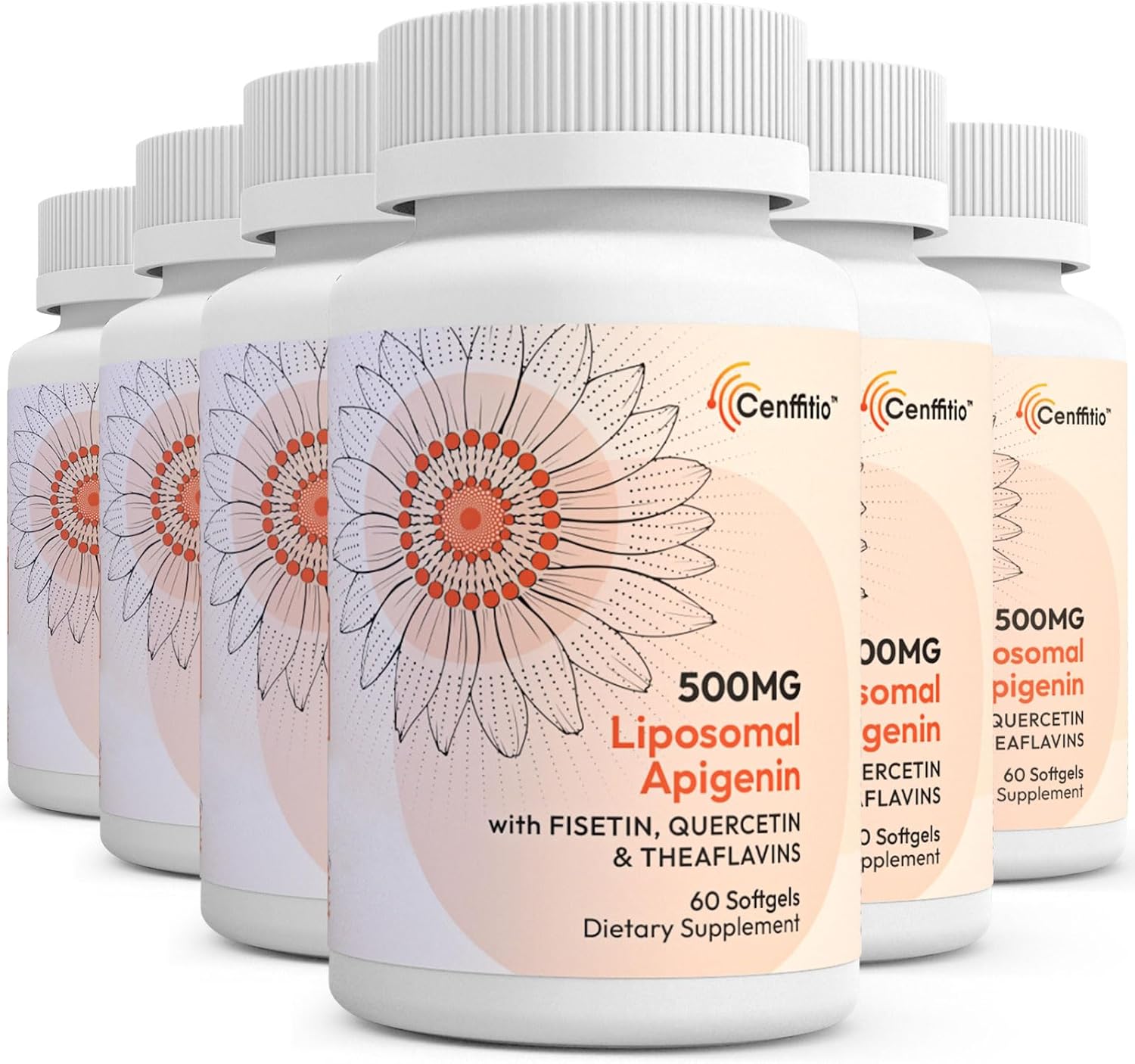 500mg Liposomal Apigenin Softgels with Fisetin, Quercetin, and Theaflavins - 12 Month Supply for Optimal Results