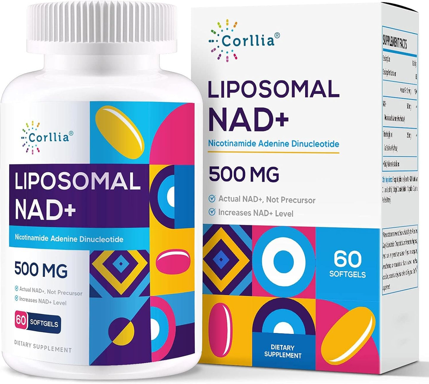 500mg Liposomal NAD+ with 250mg TMG Softgels - Nicotinamide Riboside Alternative - 60 Servings