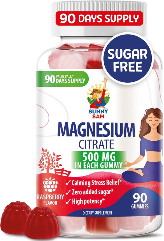 500mg Magnesium Citrate Gummies for Kids & Adults - Calm Chews for Mood & Muscle Support