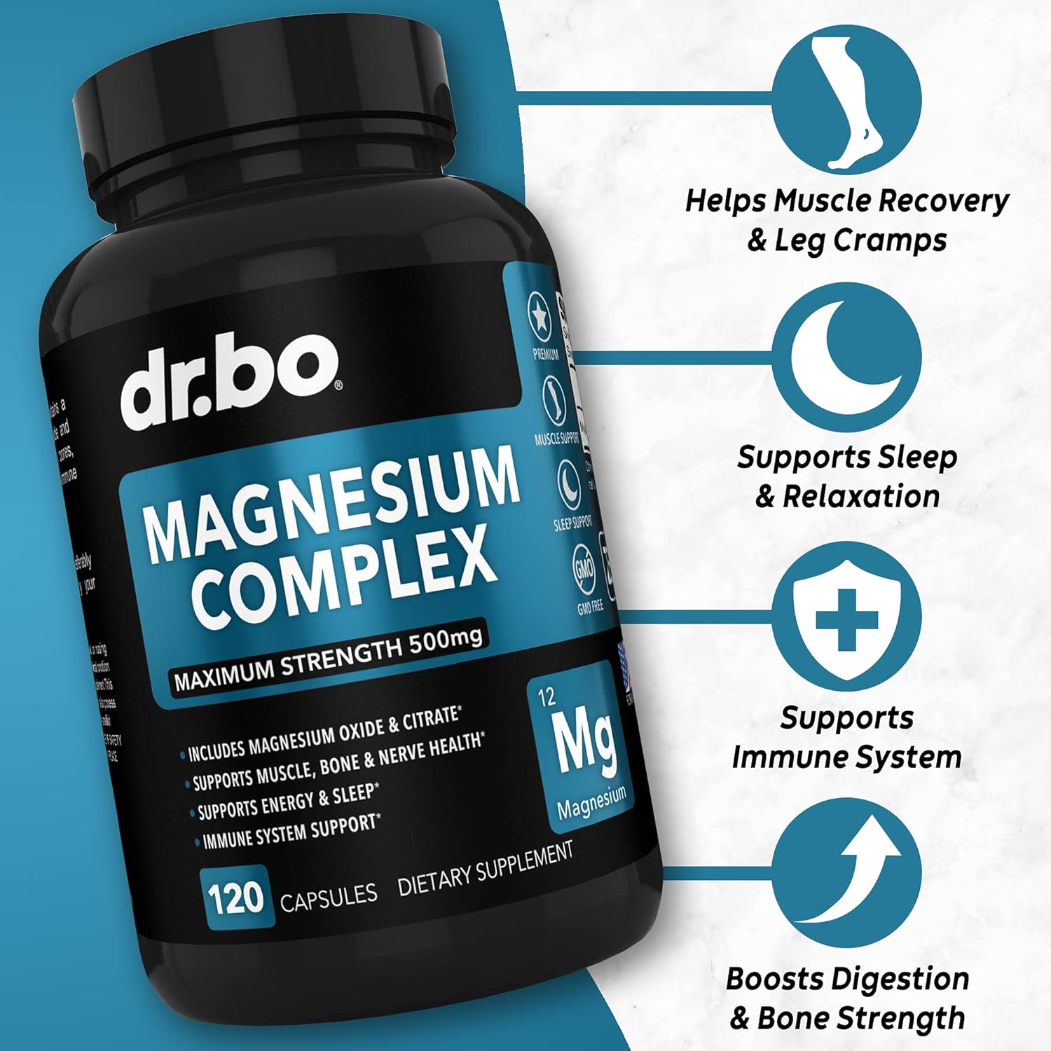 500mg Magnesium Complex Capsules for Energy and Relaxation with 50mg Zinc Supplements - Pure Zinc Oxide Citrate Tablets