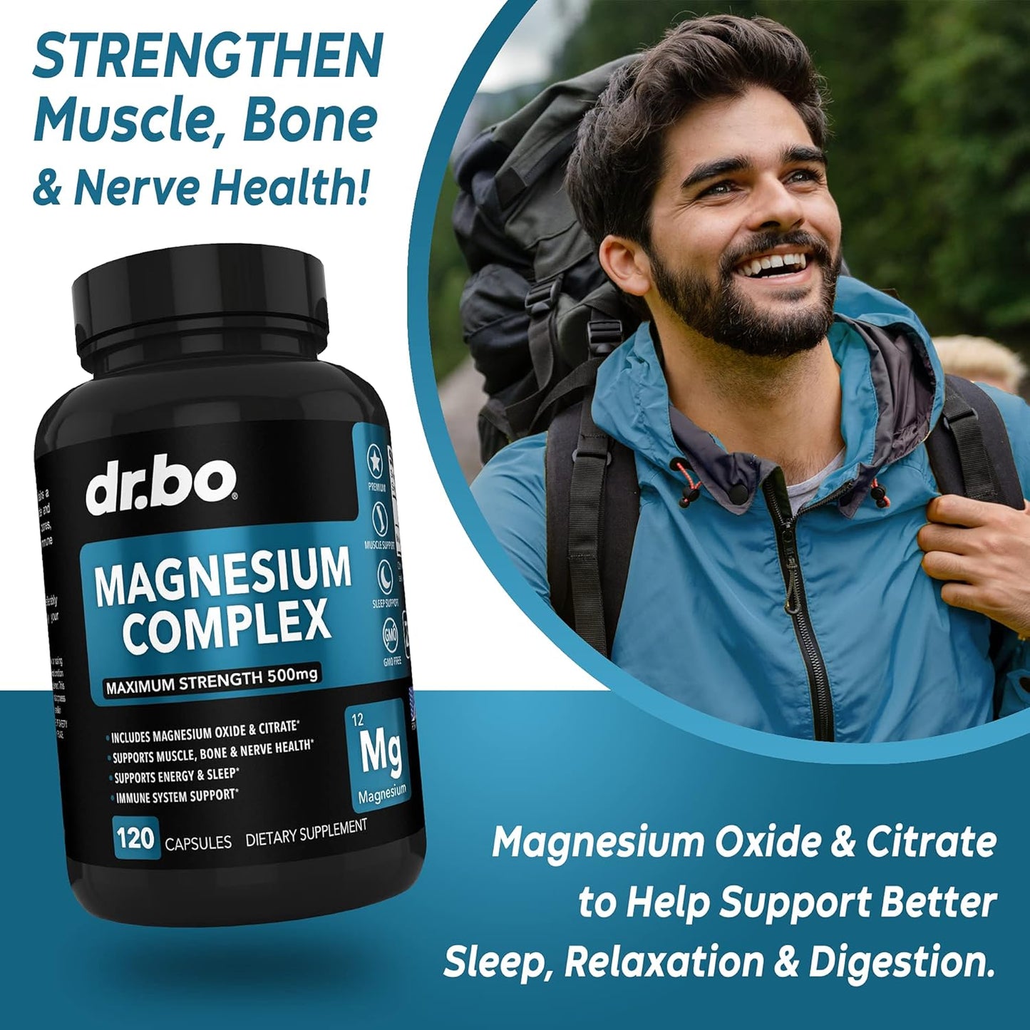 500mg Magnesium Complex Capsules for Energy and Relaxation with 50mg Zinc Supplements - Pure Zinc Oxide Citrate Tablets