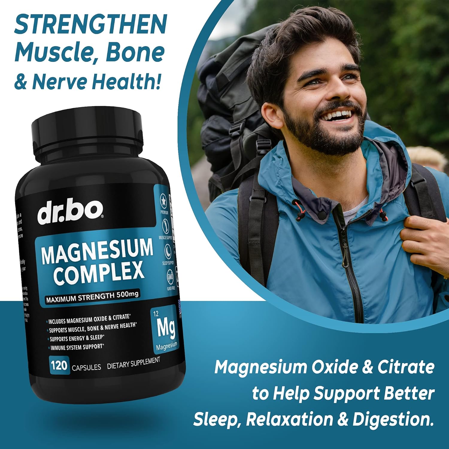 500mg Magnesium Complex Capsules for Energy and Relaxation with 50mg Zinc Supplements - Pure Zinc Oxide Citrate Tablets